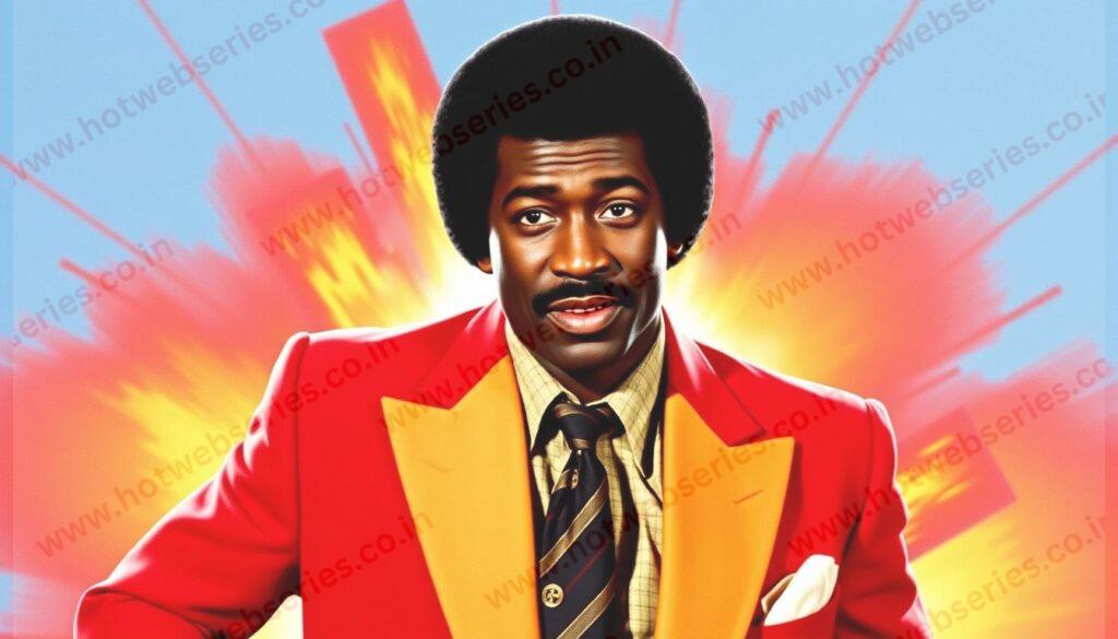 Generate an image of Eddie Murphy as Rudy Ray Moore in Dolemite Is My Name