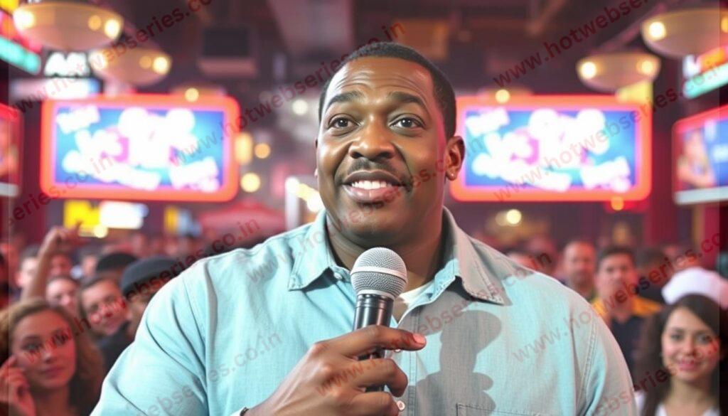 Image of Eddie Murphy performing stand-up comedy in New York City
